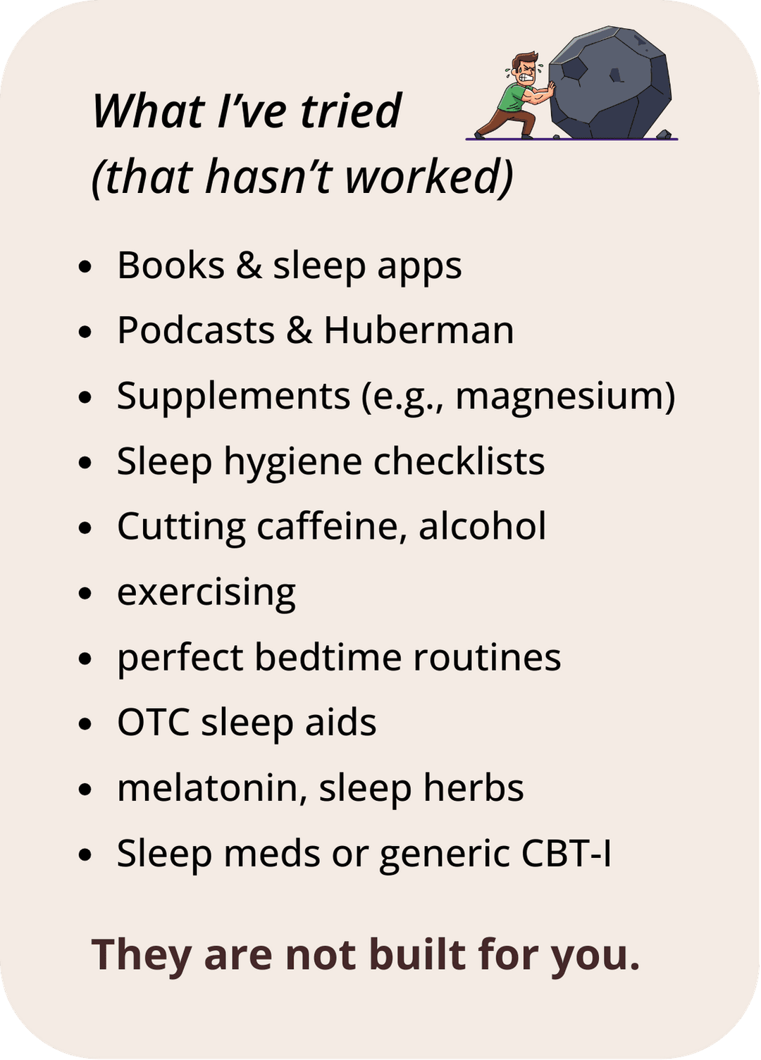 What I've tried that hasn't worked